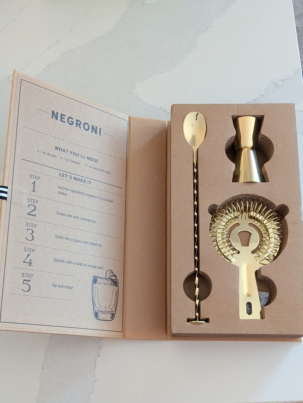 Gold Barware Cocktail Tool Set - 3 Piece Home Dining Accessories